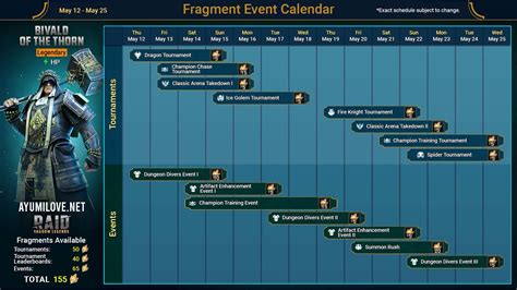 Raid Shadow Legends Events Calendar